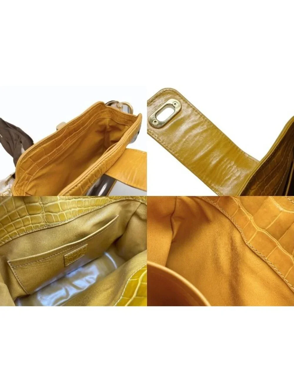 Louis Vuitton Sac Fural Shoulder Bag Tote White Yellow Gold